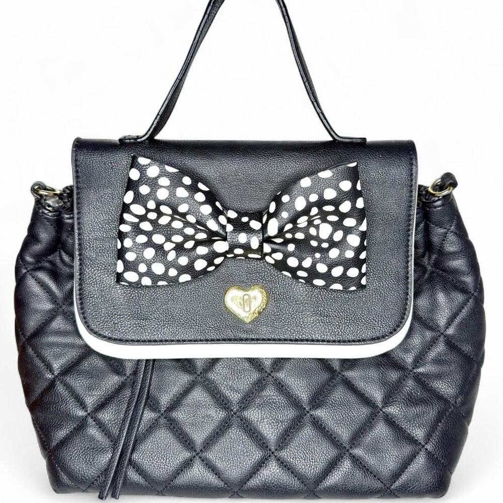Betsey Johnson Black & White Polka Dot Bow Handbag
